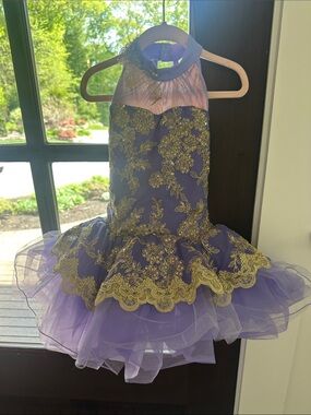 Purple and Gold Girls' Princess Tulle Costume Dress